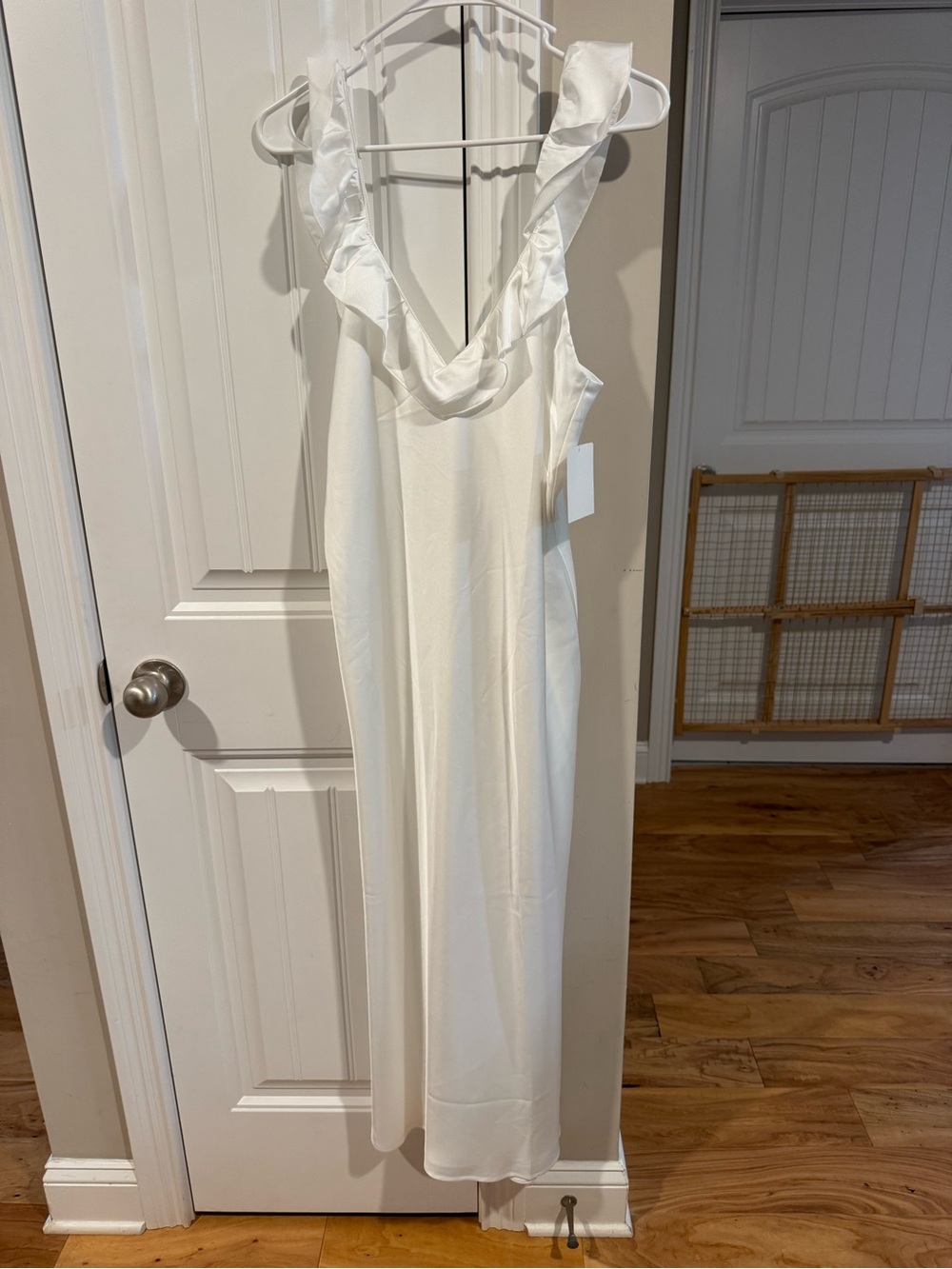 NWT Show Me Your MuMu White Ruffle-Trim Slip Dress